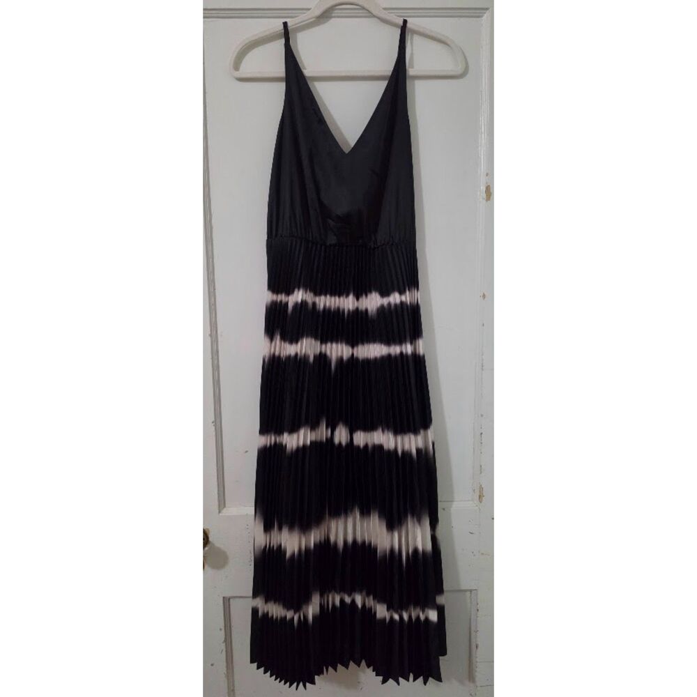 AllSaints Curtis Satin Tie-Dye Pleated Midi Dress S